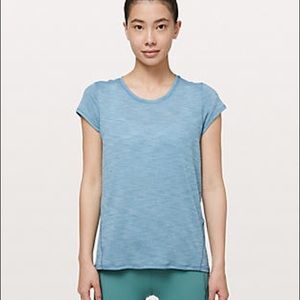 blue lululemon t-shirt